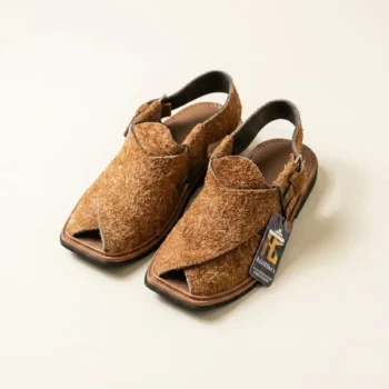Brown Leather Gol T Charsadda Chappals-Smart Zalmi