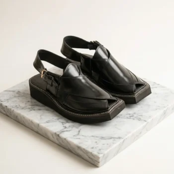 Black. Captain Leather  Charsadda Chappal