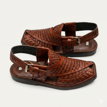New Year Modal in Smart Zalmi Chappal Brown Dotted Line