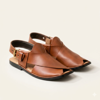 Brown Leather Gol T Charsadda Chappal